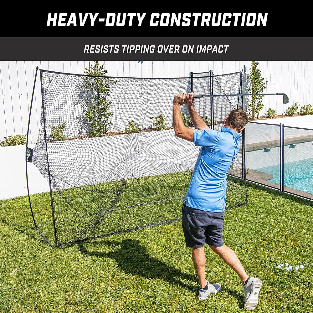 GoSports Golf Practice Hitting Net - Choose Between Huge 10 x 7 ft or 7 x 7 ft Nets - Personal Driving Range for Indoor or Outdoor Use - Designed by Golfers for Golfers