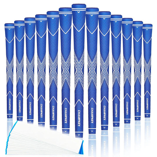 CHAMPKEY Premium Rubber Golf Grips 13 Pack | High Traction and Feedback Rubber Golf Club Grips | Choose Between 13 Grips with 15 Tapse and 13 Grips with All Kits