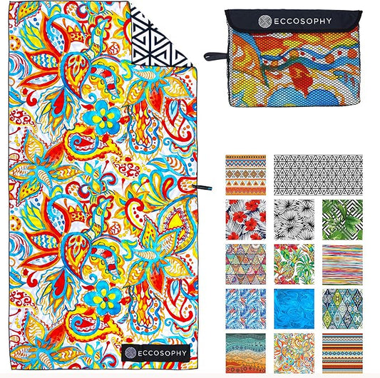 ECCOSOPHY Microfiber Beach Towel - Sand Free Towels 71x35 in