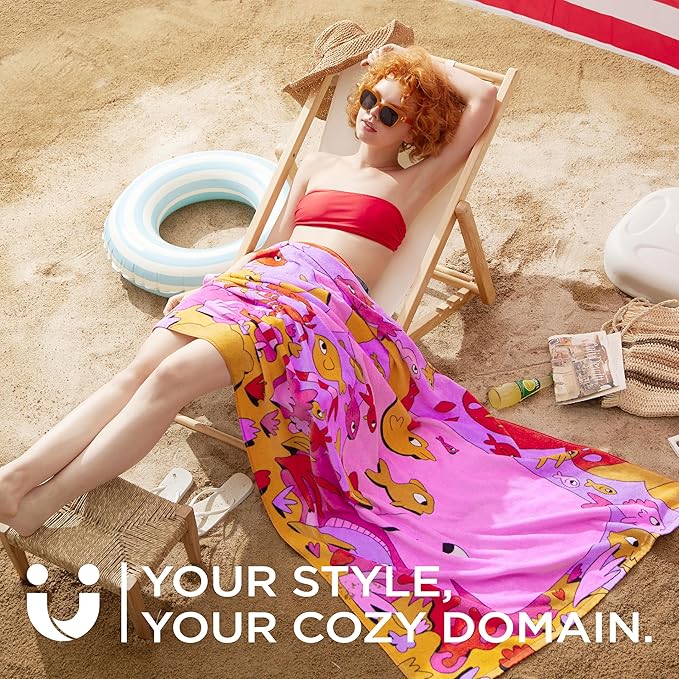 Bedsure U Series 100% Cotton Beach Towel 35"x70"
