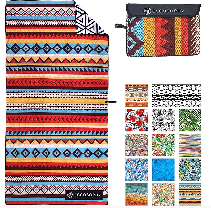 ECCOSOPHY Microfiber Beach Towel - Sand Free Towels 71x35 in