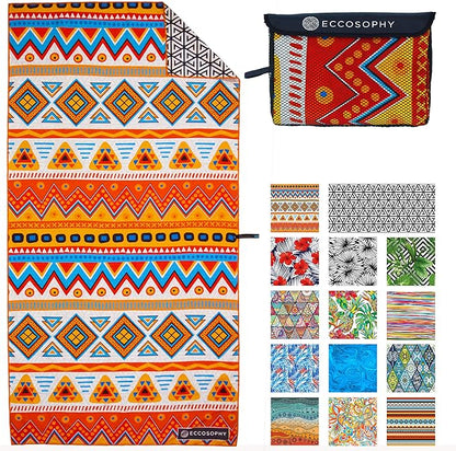 ECCOSOPHY Microfiber Beach Towel - Sand Free Towels 71x35 in