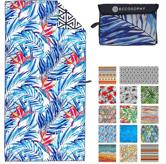 ECCOSOPHY Microfiber Beach Towel - Sand Free Towels 71x35 in