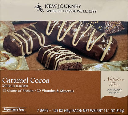 Caramel Cococa Bar - New Journey Weight Loss & Wellness - High Protein Meal Replacement Nutrition Bar (7 bars/box)