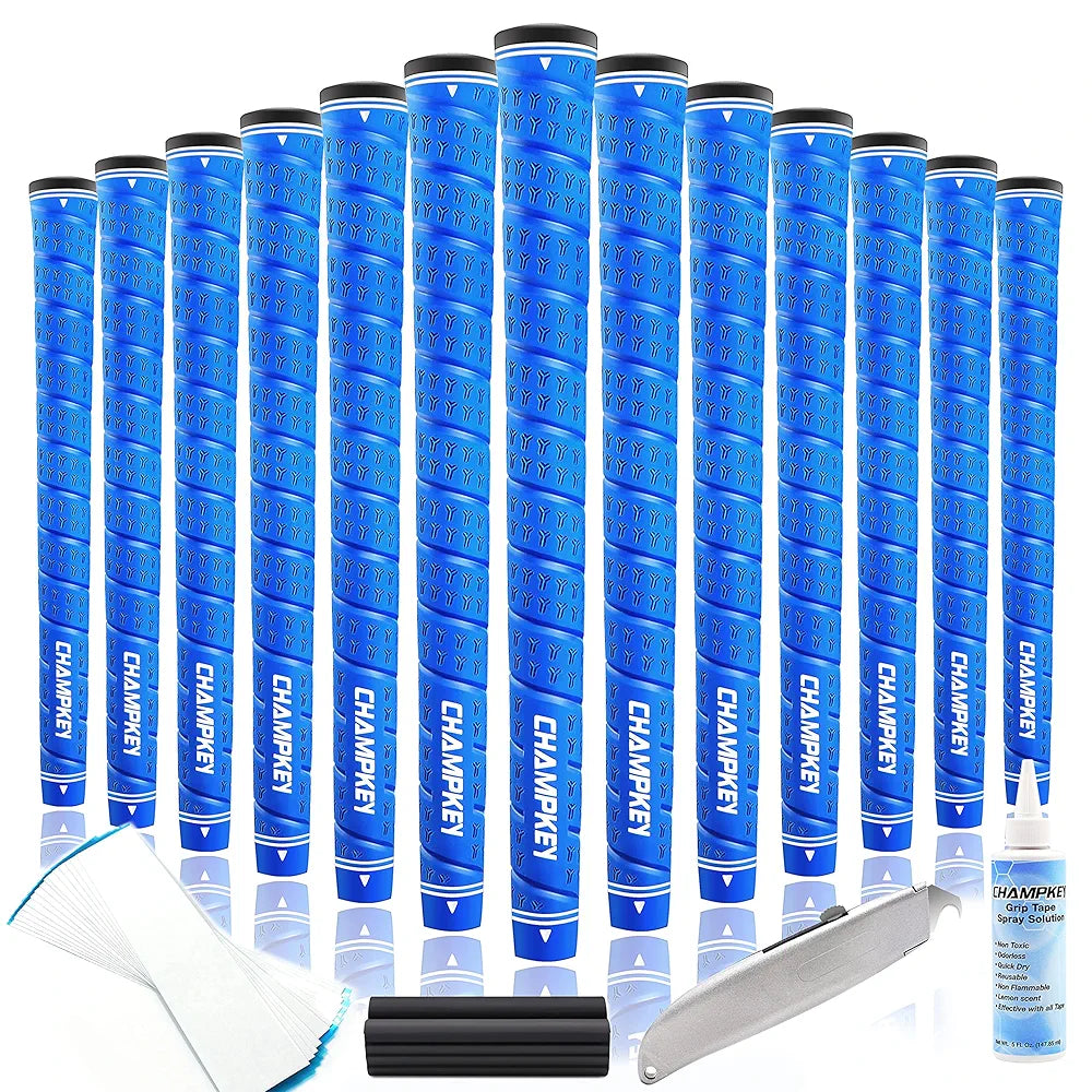 CHAMPKEY WRAP-Y Rubber Golf Grips 13 Pack Come with All Repair Kits - High Feedback and Traction Golf Club Grips
