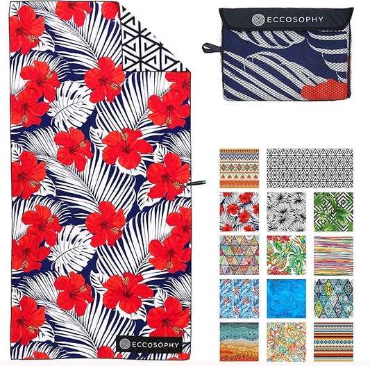 ECCOSOPHY Microfiber Beach Towel - Sand Free Towels 71x35 in