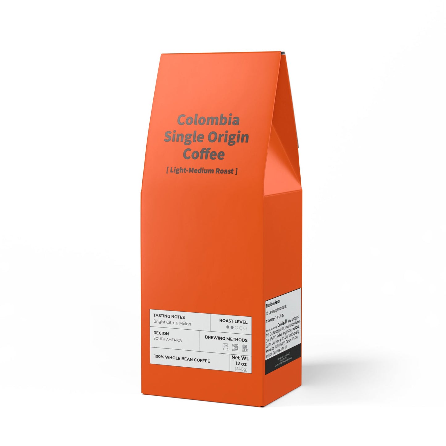 HBS, Colombia Single Origin Coffee (Light-Medium Roast), Tangerine Package
