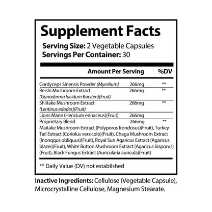 HBS, Mushroom Blend Supplement (60 Vegetable Capsules)